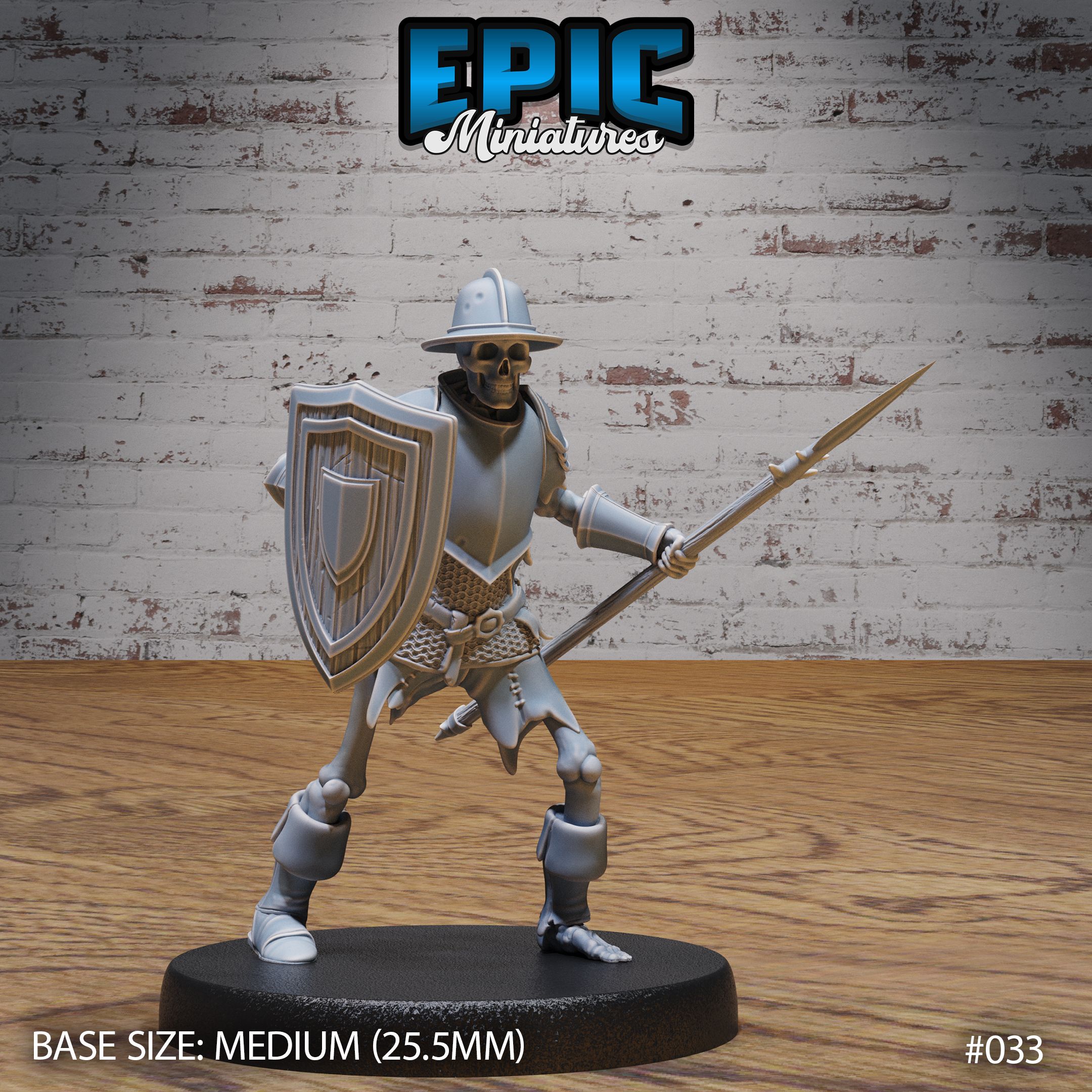 Skeleton Army Spear & Shield / Undead Soldier / Evil Skelet Warrior / Zombie Fighter / Evil Bone Kingdom / Walking Dead Monster / Rotting Humanoid / Graveyard Encounter